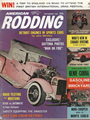 AMERICAN RODDING 1964 SEPT - JET DRAGSTER, GENIE- COBRA, ROAD TEST MUSTANG*